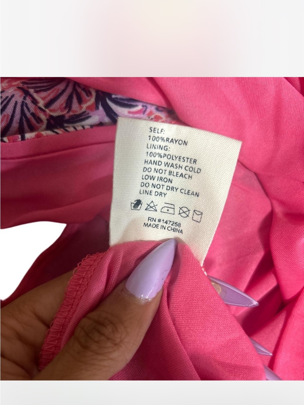 Simply Southern Pink Patterned V-Neck Mini Dress NWT XL - Picture 8 of 9